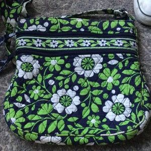 Vera Bradley Green and White Floral Cosmetic Bag